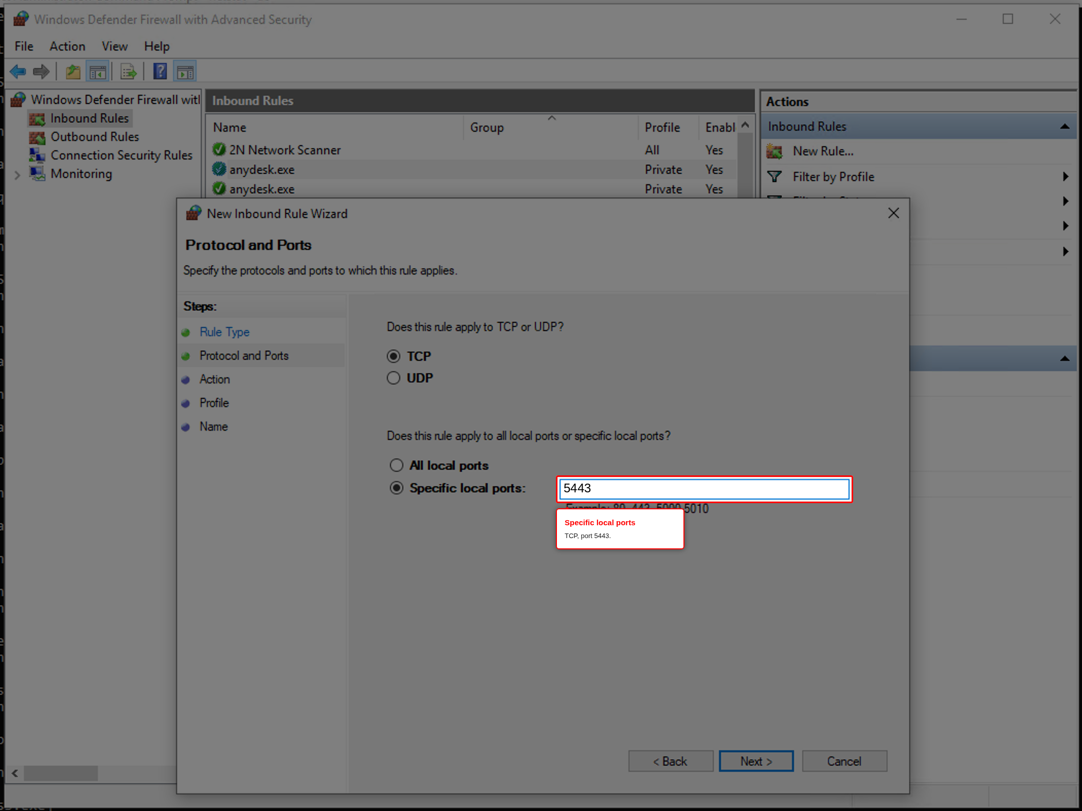 TCP port 5443