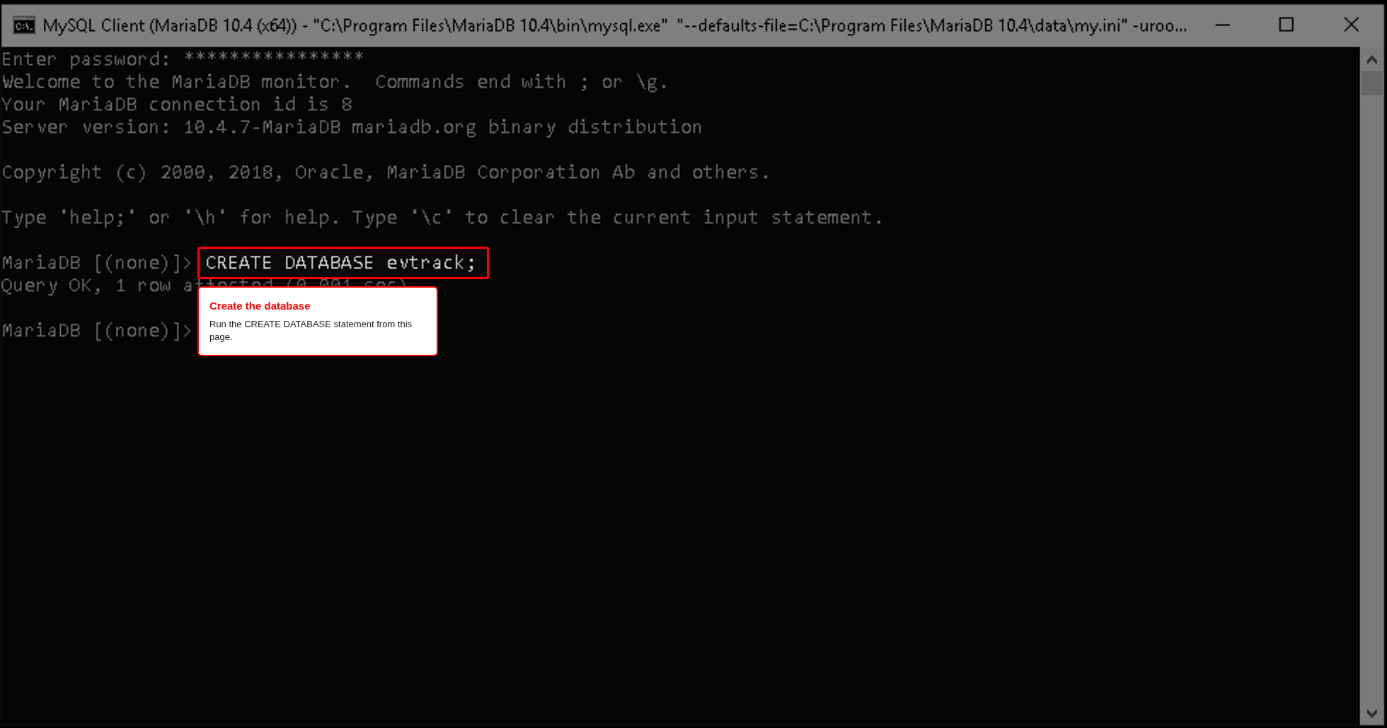 Creating the database