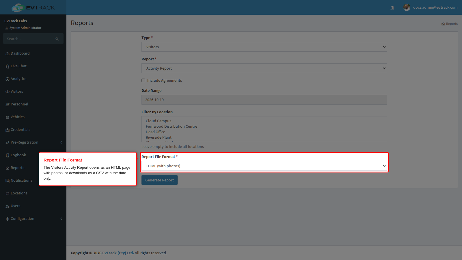 Activity Report file format
