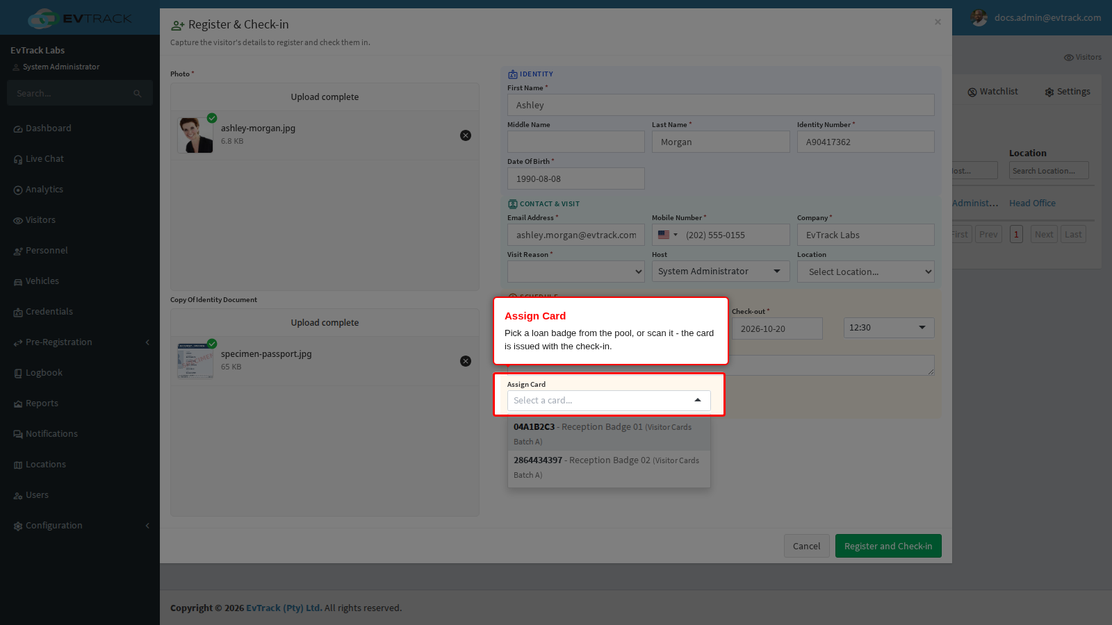Assign Card picker