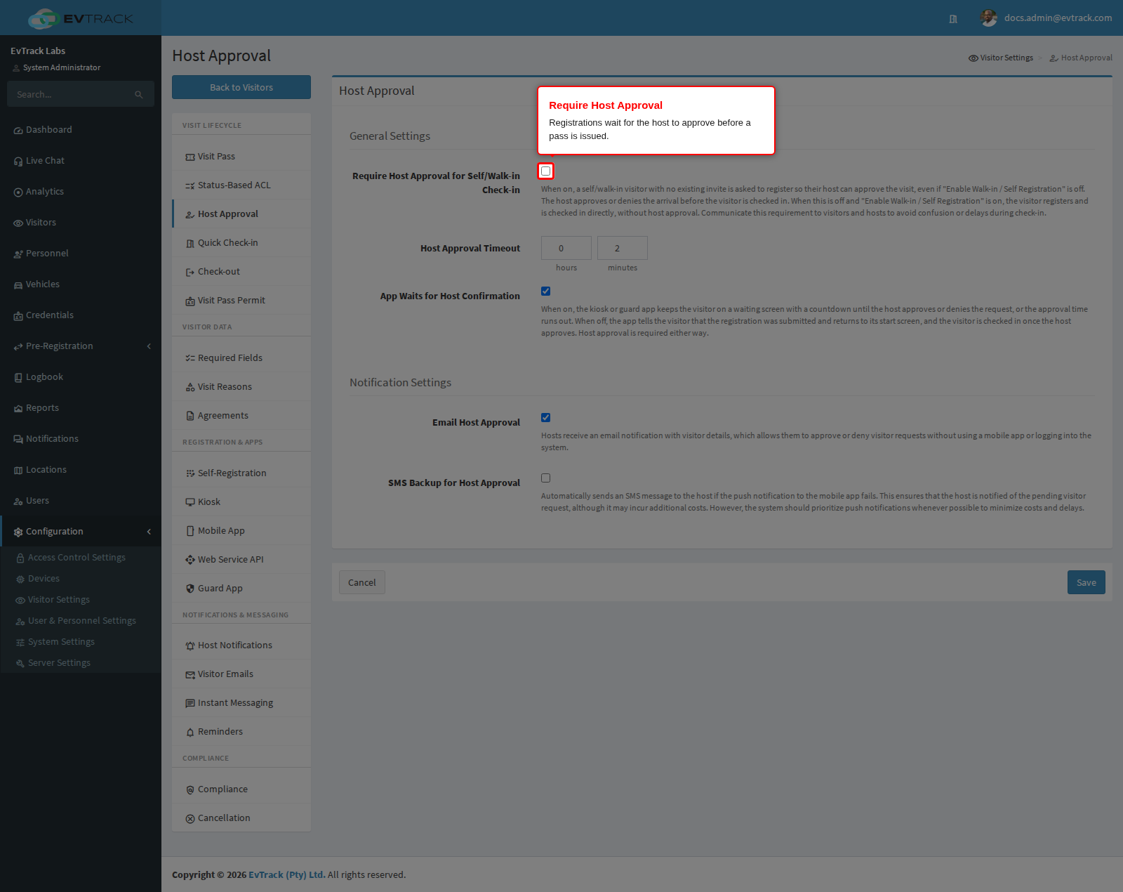 Host approval settings