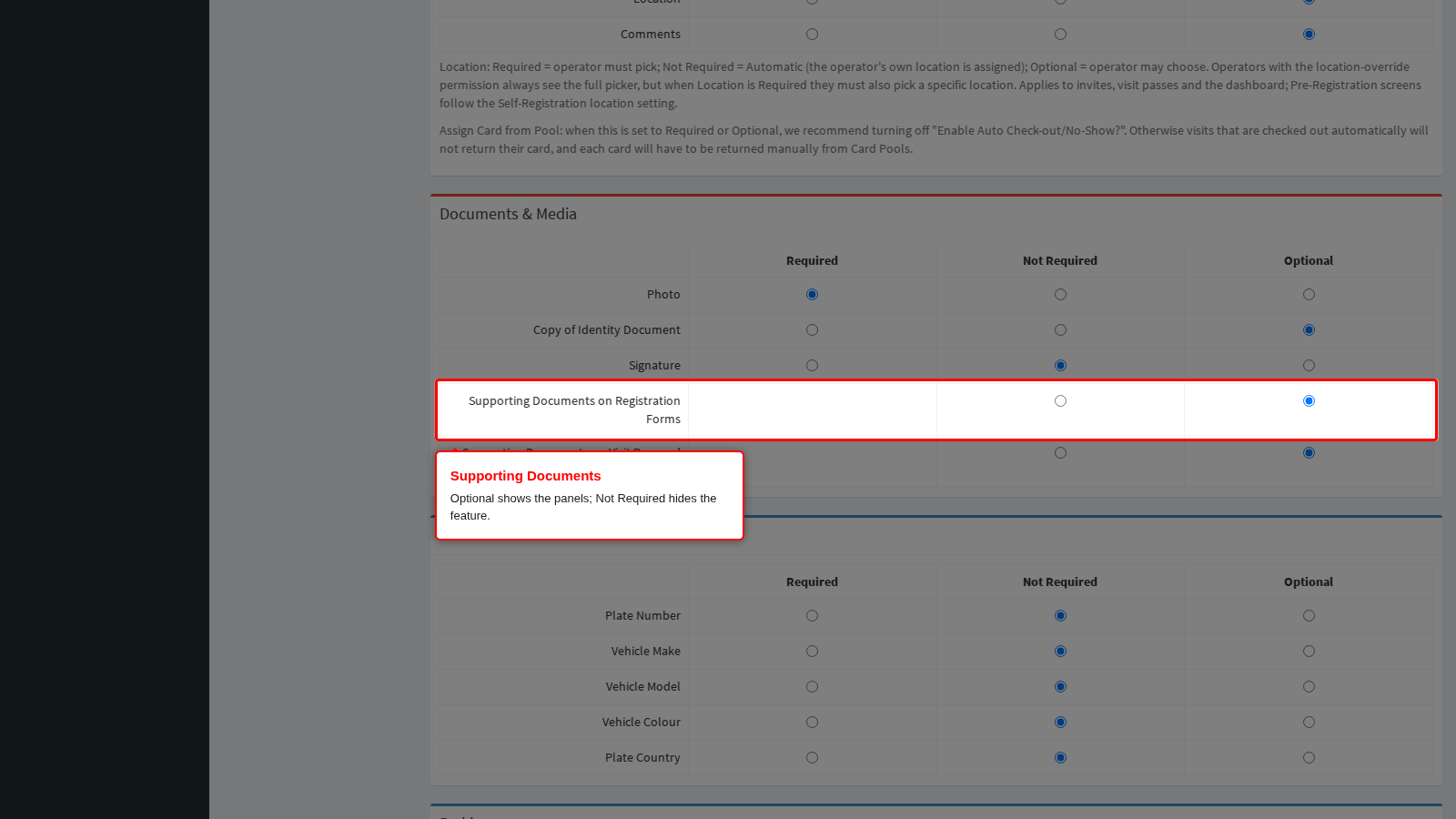 The two supporting-document settings