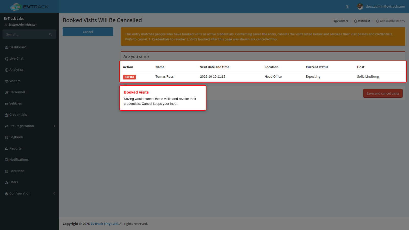 Booked visits listed before the entry is saved